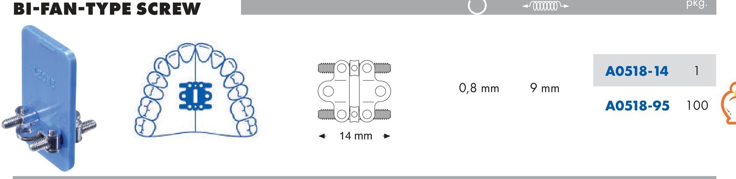 Bi-fan завртка — 0.8 mm дебела, 9 mm широка, серија A0518