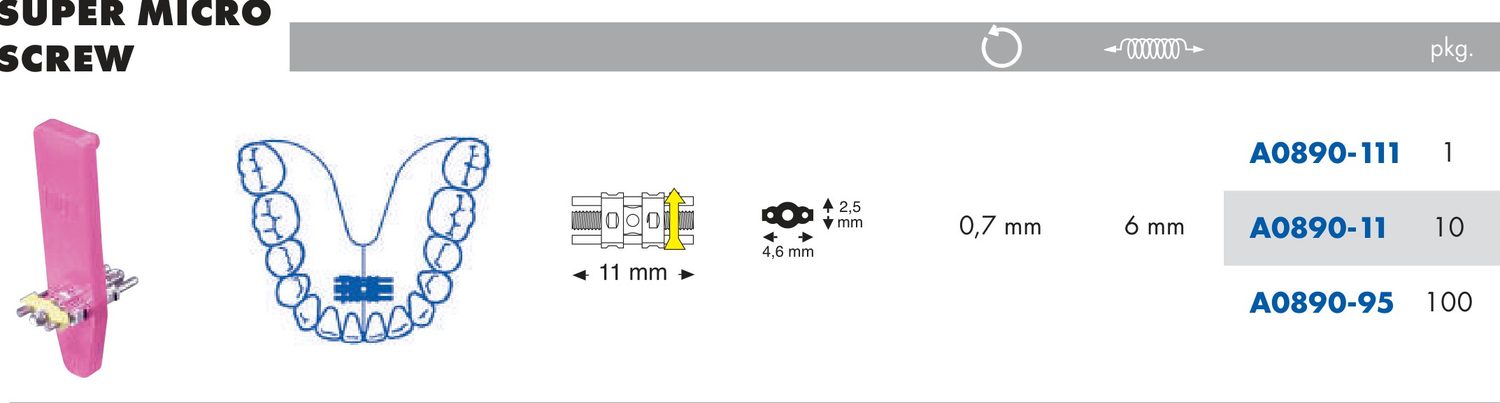 Super Micro завртка — 11 mm долга, 4.6 mm широка, серија A0890
